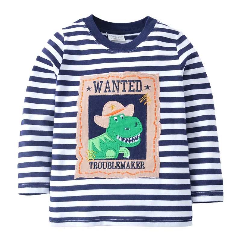 Little maven 2023 Baby Kids Tops Autumn Casual Clothes Cotton T-shirt Long Sleeves Animal Dinosaur Boys Long Sleeve T Shirts