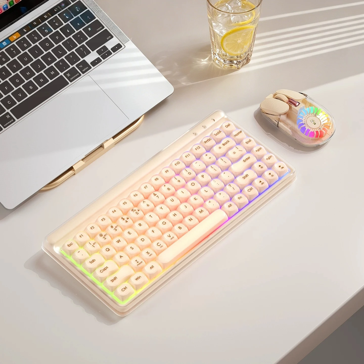 SUMREDA K84 Wireless Gaming Keyboard 80% Bluetooth 2.4G Wired RGB Hotswap Gamer Non-contact Keyboard Office Universal
