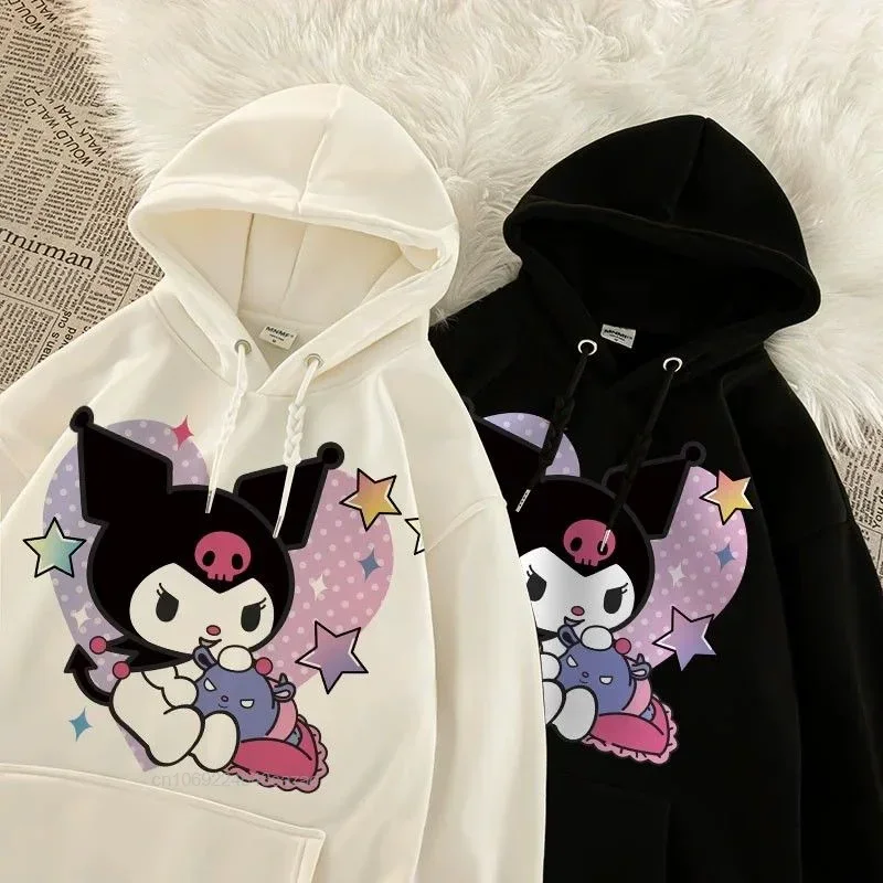 Kids Sanrio Kuromi Cartoon Hoodie Children\'s Autumn Winter New Pullovers Fashion Casual Cute Clothing Girl Long Sleeve Tops 2023