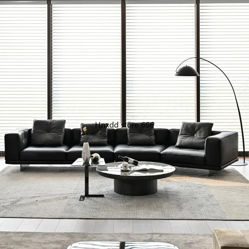 High-end first-layer cowhide black special-shaped leather sofa