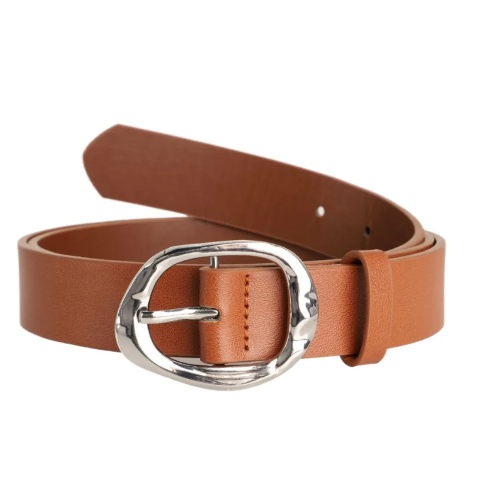 Cintura da donna di nuovo design di lusso in pelle PU classica cintura larga argentata Cinture con fibbia versatili Cinture per pantaloni eleganti Regali