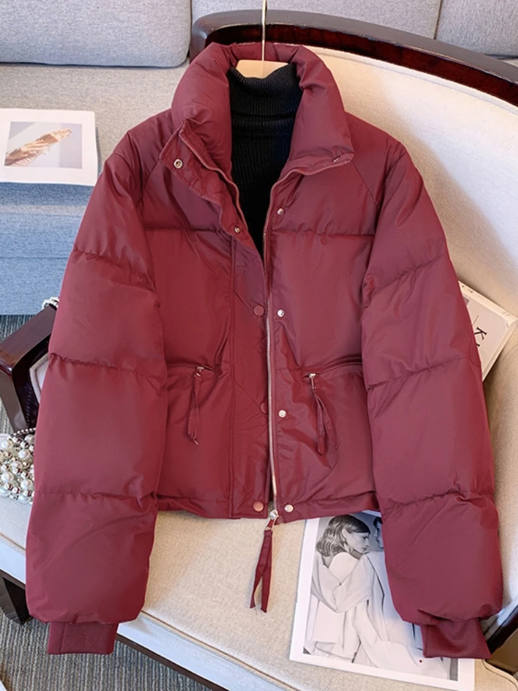 Thick Hooded Sustans Solid Office Lady Zipper Parkas Winter Korean Style  Casual Autumn Clothes Cute Women New In Puffer Jacket