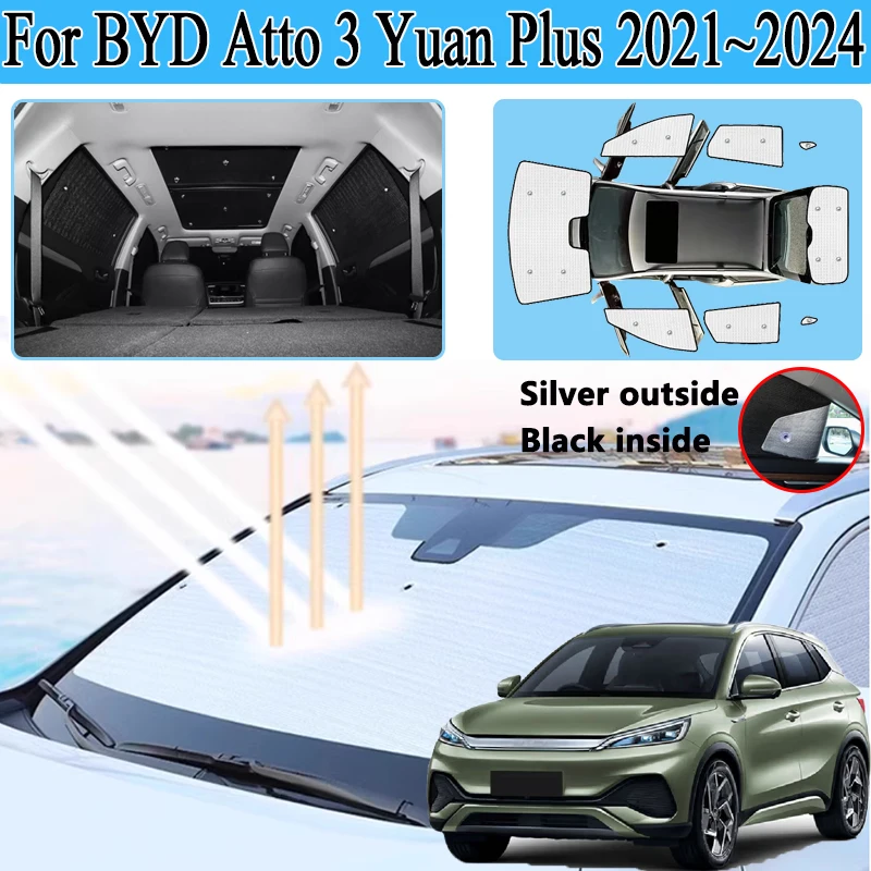 

For BYD Atto 3 Yuan Plus 2021~2024 Full Coverage Sunshade Car Window Shading Sun Protector Privacy Blocks Anti-UV Accessories