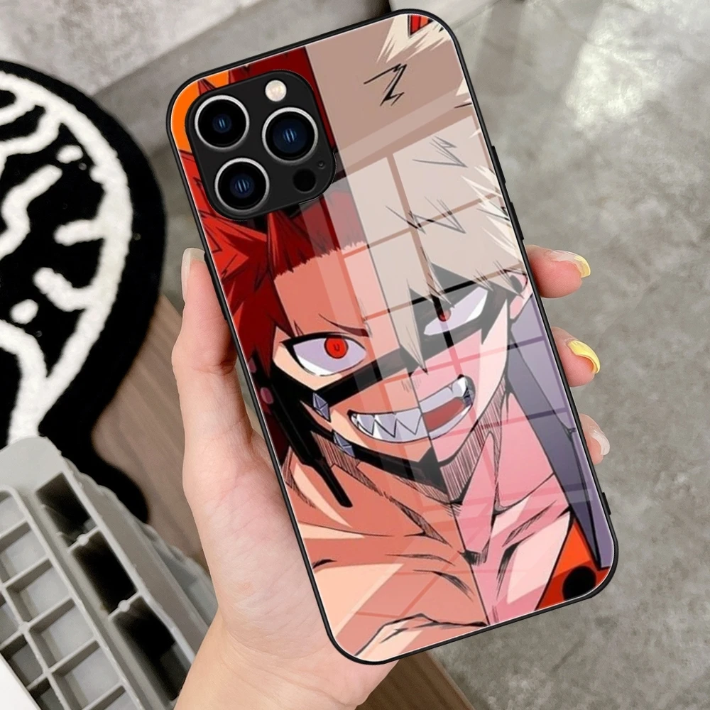 My Hero Academia Bakugou Katsuki Etui na telefon ze szkła hartowanego do iPhone\'a 15 14 11 12 Pro Plus 13 Pro Samsung S24 Ultra S23 Pokrowce