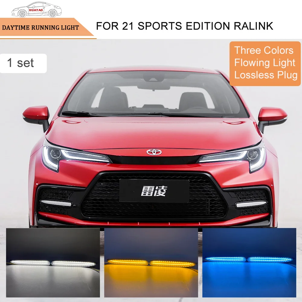 For 2021 Sports Edition Ralink Automobile Front Bumper Lamp LED Daytime Running Lights Car Fog Lamps Tricolor Streamer