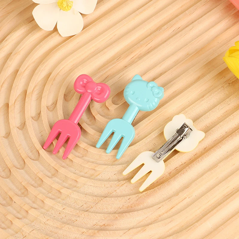 Cartoon Sanrio Hello Kitty Bow Fork Hairpin Barrettes Cute Animals Side Bangs Hair Clip For Girls Versatile Hair Accessories