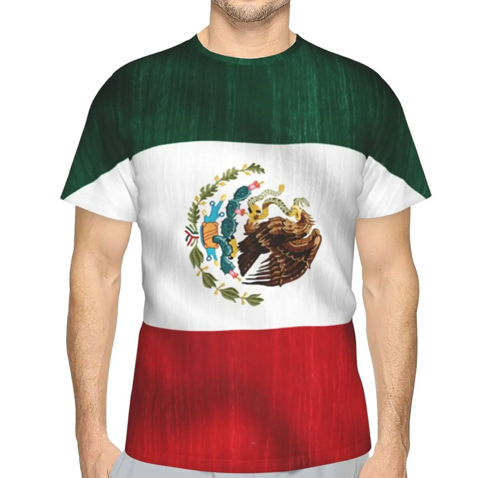 

Hot Mexican Flag Men's Fashion 3D Printed T-shirt Summer Personalized Men Cool Loose Crewneck T-shirt