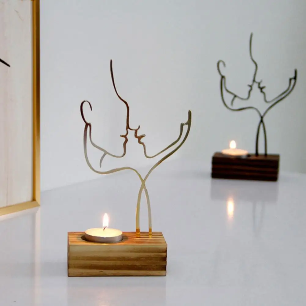 Candle Stand Minimalist Candlelight Holder Wooden Create Atmosphere  Modern Simple Abstract Iron Art Metal Candle Stand