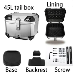 Motorcycle Tail Box 45L, Universal and Quick Disassembly and Assembly, Helmet Gloves, Waterproof Motorcycle Equipment