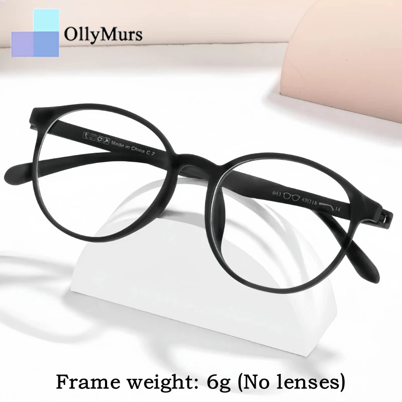 

OLLYMURS Сверхлегкие безвинтовые очки TR90 в оправе для мужчин и женщин, круглые удобные оптические очки в стиле ретро 043