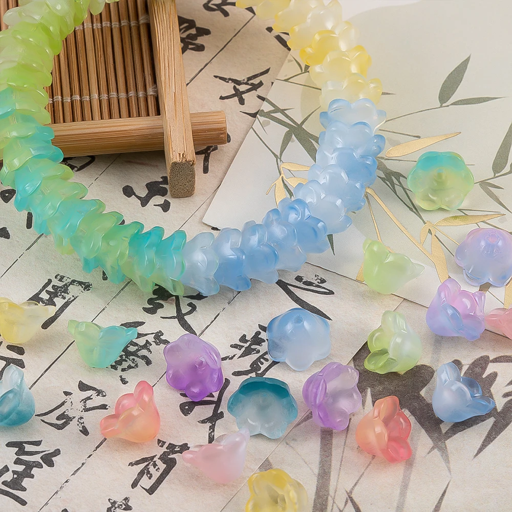 100 قطعة 10 قطعة زهرة ملونة شكل الزجاج الخرز فضفاض خزر عازل لصنع المجوهرات دبوس الشعر أساور أقراط DIY بها بنفسك اكسسوارات