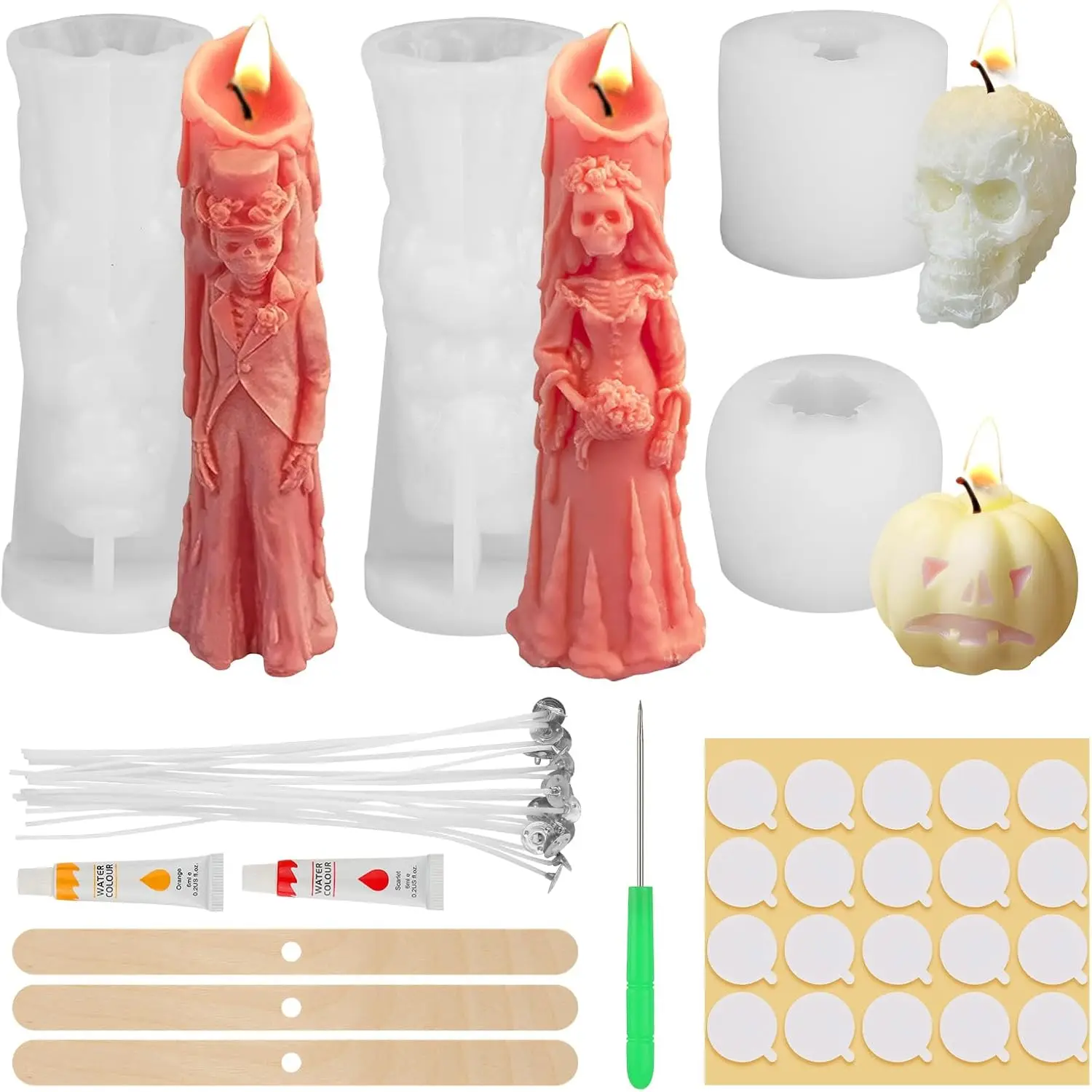 Siliconen mal voor kaarsen 4 Art Halloween Skull Ghost Pumpkin DIY, kaarsenmaakset handwerk ornamenten cadeau