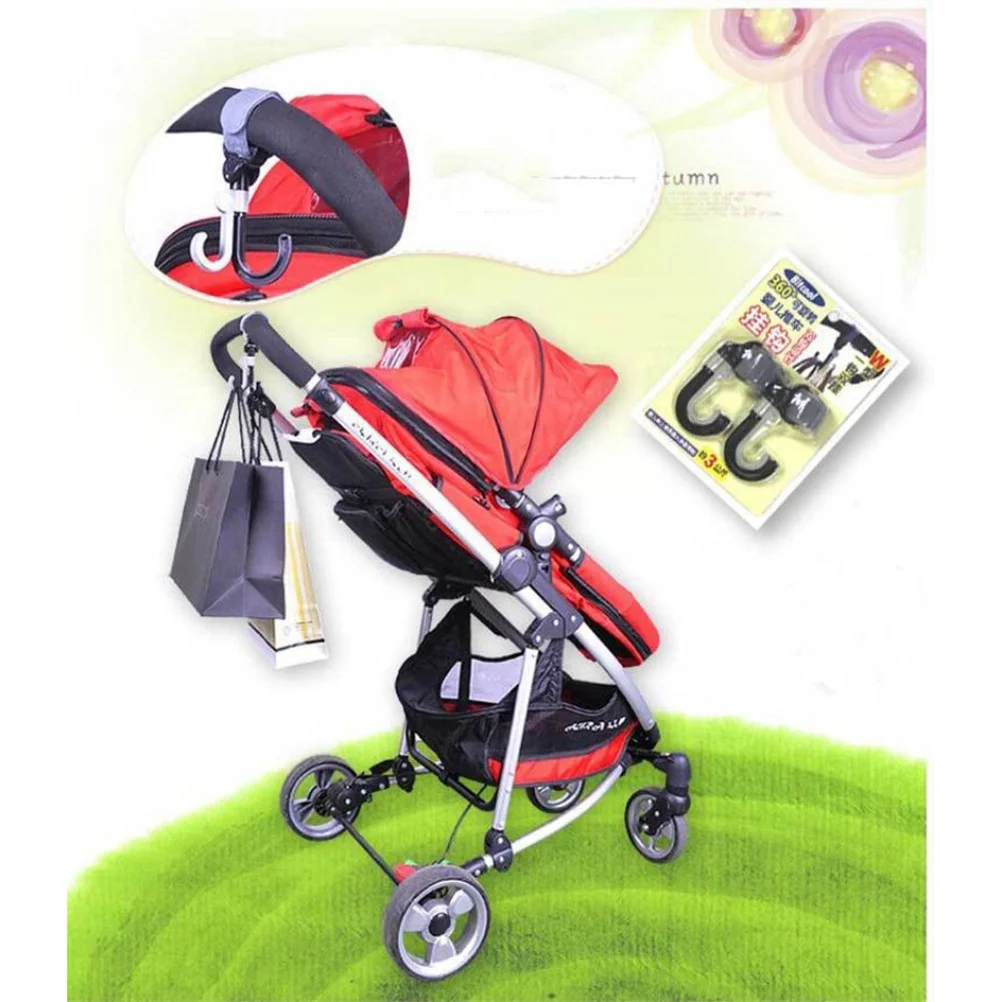 Ganchos para cochecito de bebé, Clips de bucle, correa ajustable, transporte de pañales, comestibles, silla de ruedas, colgador de Buggy, negro y gris, 2 uds.
