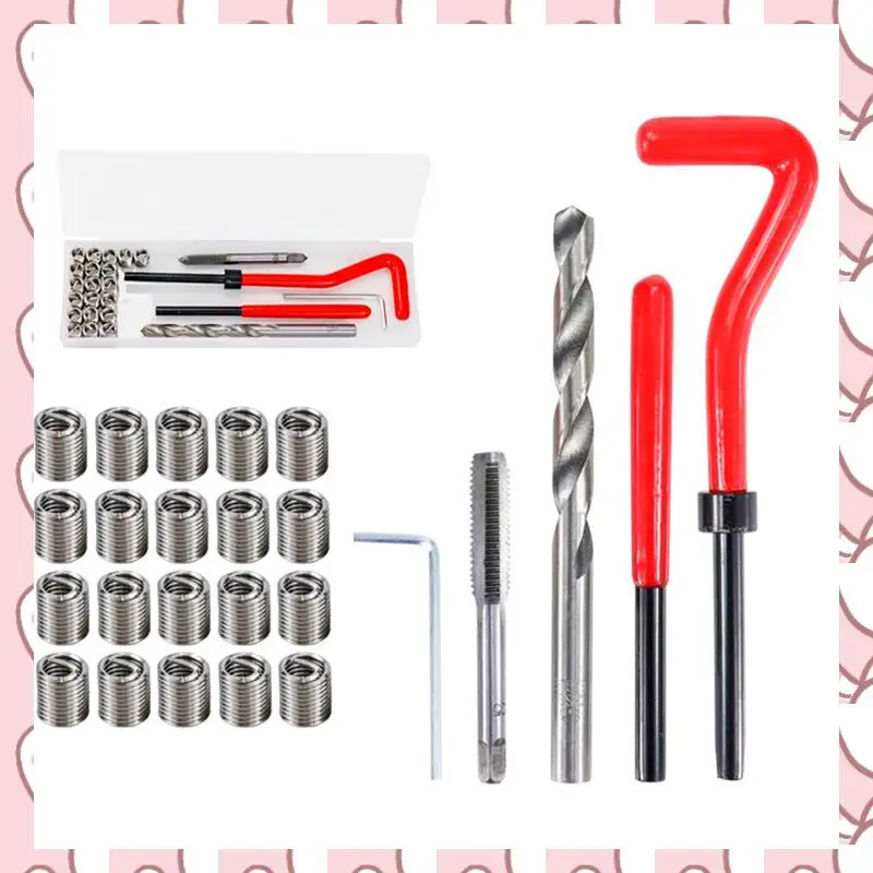 

HHTL M7 Car Drill Bit Tool Metric Thread Repair Insert Kit Helical Coil Car Repair Tool Coarse Crowbar Screw Tooth Repair Kit