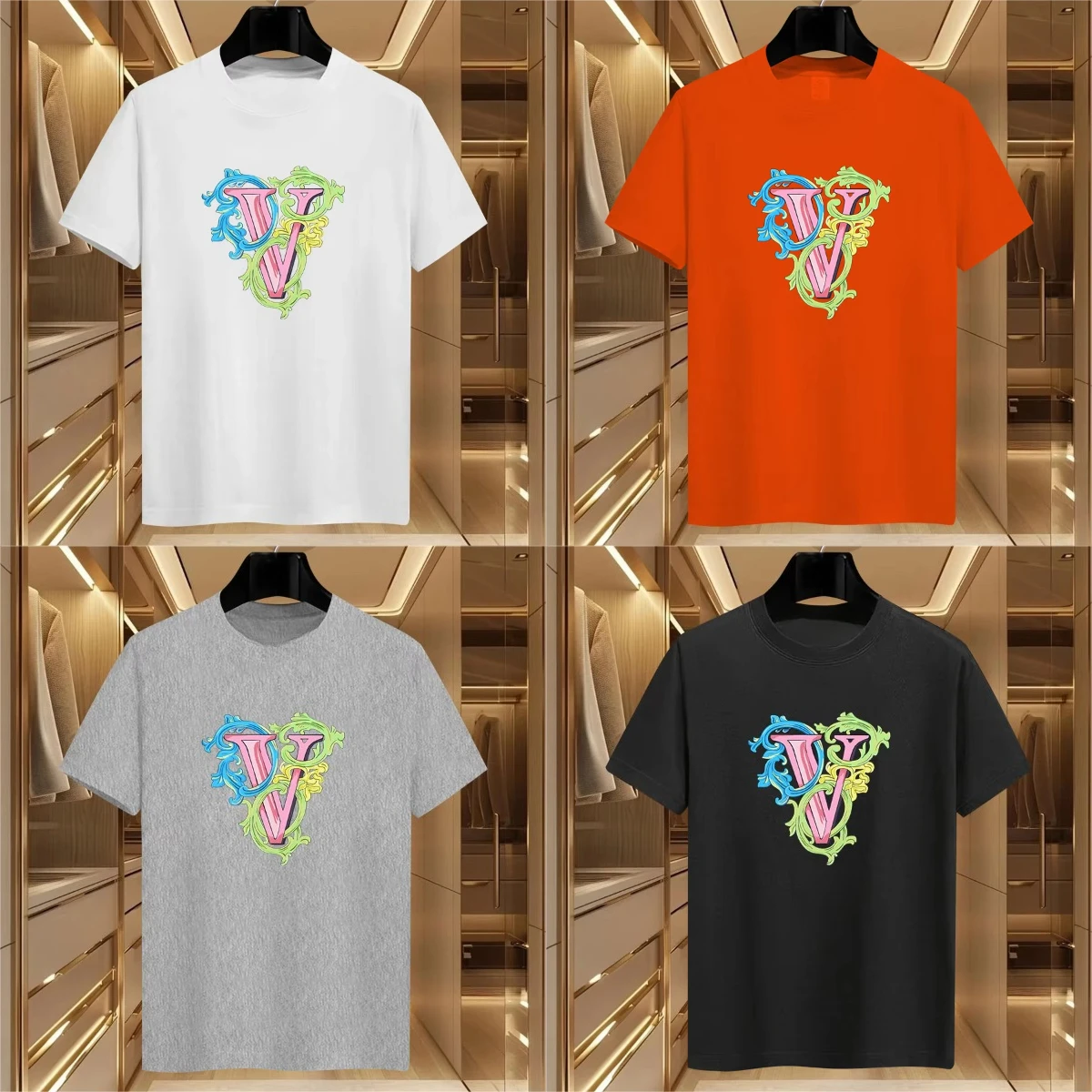 

2025 Fashion Trend Pure Cotton Printing New Men's and Women's Fashion Luxury T-shirt Printing Round Neck Casual Trend