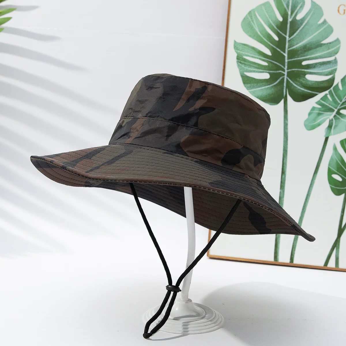 Spring and summer children's outdoor camouflage fisherman hat with fashionable print, water-resistant and sun-protective cap