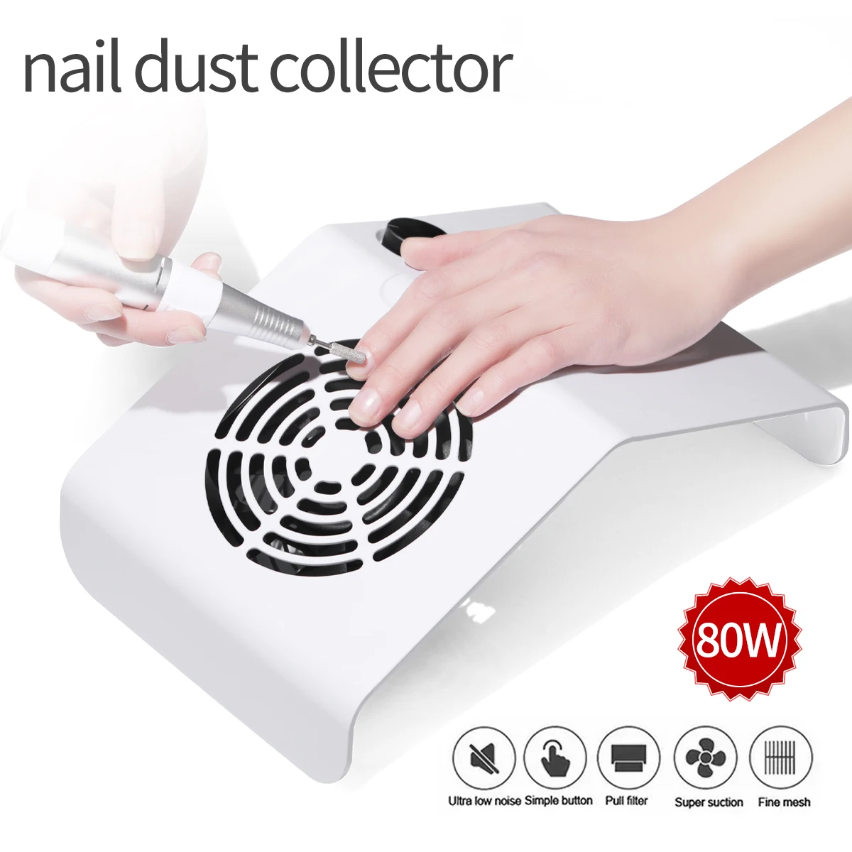 

CNHIDS Adjustable Nail Vacuum Cleaner Powerful Professional Nail Dust Collector with Reusable Filter Dust Nail Equipment Tool