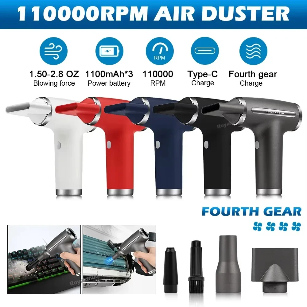 Mini Multifunctional Electric Air Duster Hair Dryer Poweful Cleaning Machine for Keyboard Car Vacuum Portable Wireless Handheld