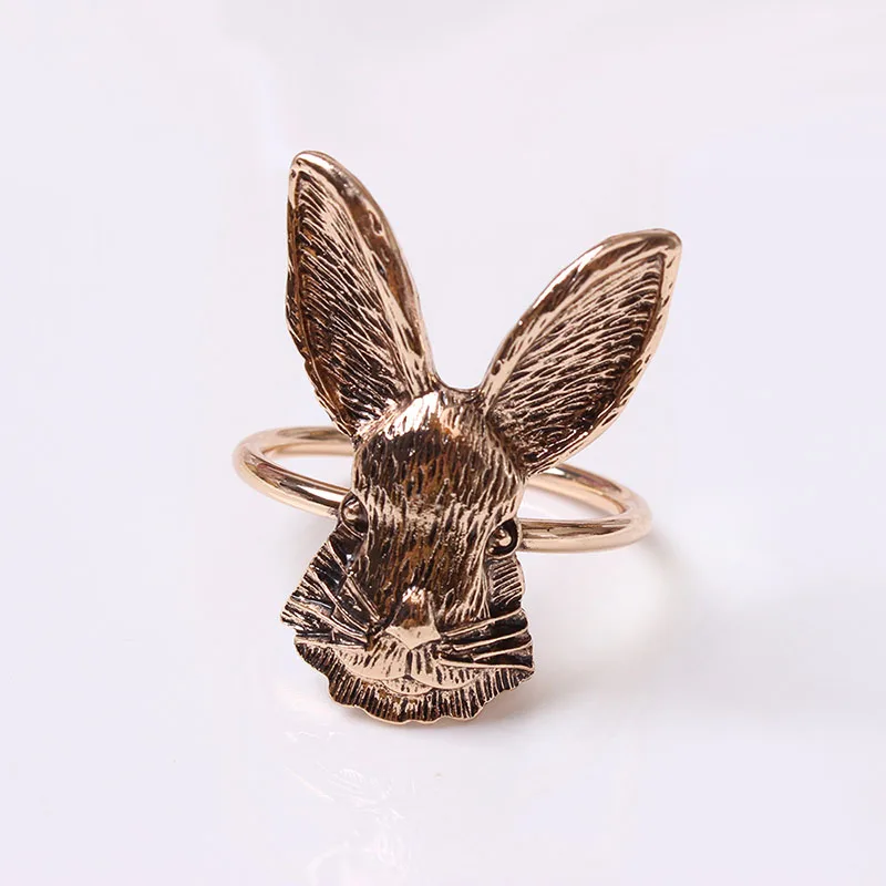 Napkin Rings Holders Gold Easter Bunny Buckle Dinner Rabbit Design Becket For Hotel Wedding Party Event Dining Table Decoration