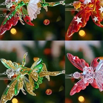 Pendentifs en acrylique 2D scintillants, simulation de ballerine, décorations de Noël, ornements pour le rétroviseur de voiture