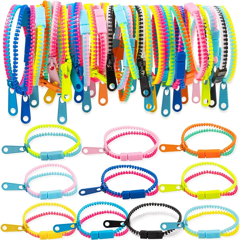 2-15PCS Zipper Bracelets Fidget Toys Children ADHD Stress Relief Anxiet Sensory Toy Zip Bracelets Party Favor Kids Birthday Gift