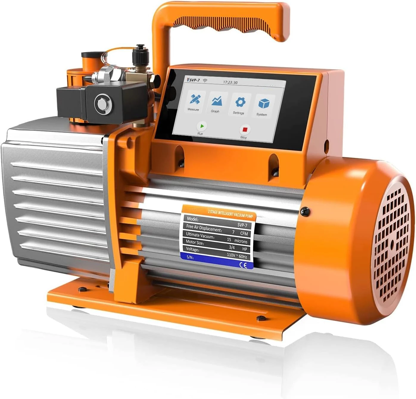 7 CFM Vacuum Pump Intelligent HVAC Vacuum Pump 2 Stage App Control Touch Screen Detect Leakage Level, SVP-7