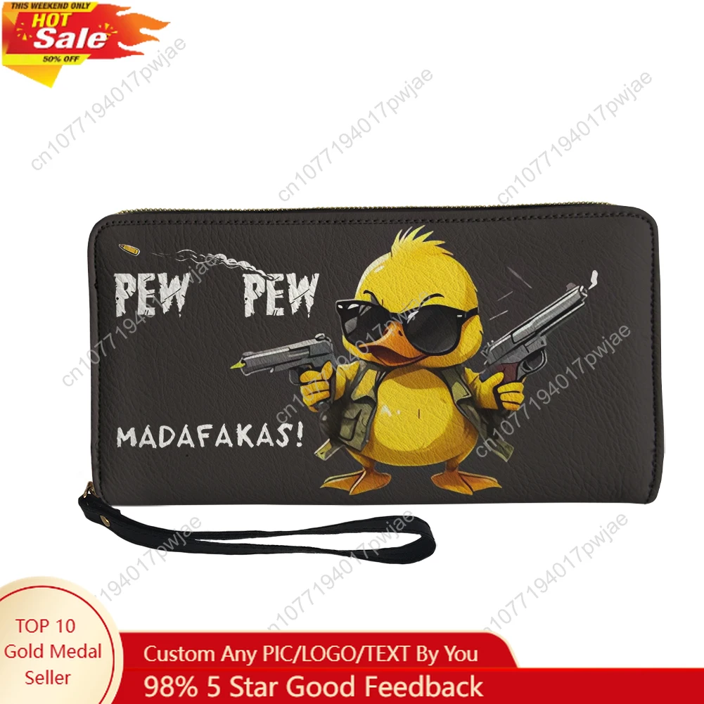 

Pew Pew Madafakas Fun Pattern Custom Wallet Purse Men Women Teenagers Zipper Long Wallets Double Print Portable Wallet Gift Bag