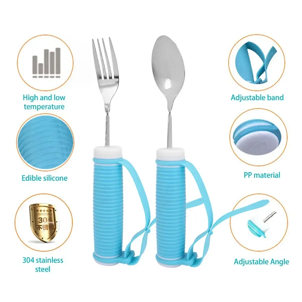 Household Durable Stroke Elderly Auxiliary Tableware Disabled Hand Anti-Shake Eating Aid Accessory Anti-Slip Eating Spoon Tool