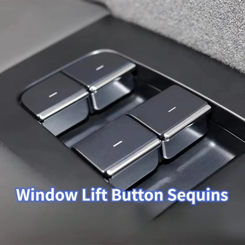 Window Lift Button Sequins Trim for Tesla Model 3/Y/YL ModelY Juniper ABS 7PCS Chrome Window Switch Button Cover Accessories