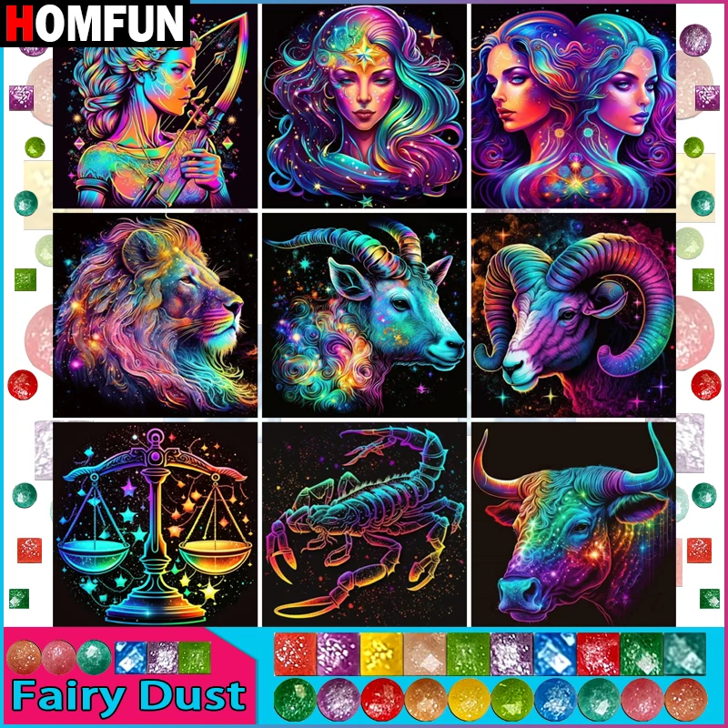 HOMFUN Fairy Dust DIY Diamond Painting Full Square/Round Diamond 