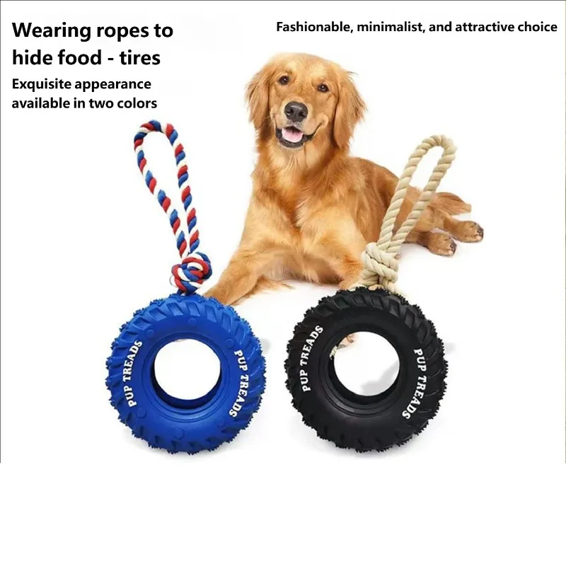 

Rubber Tire Dog Teething Toy Bite-Resistant Dental Care Tough Chew Interactive Training Stress Relief Toy for Medium Large Dogs