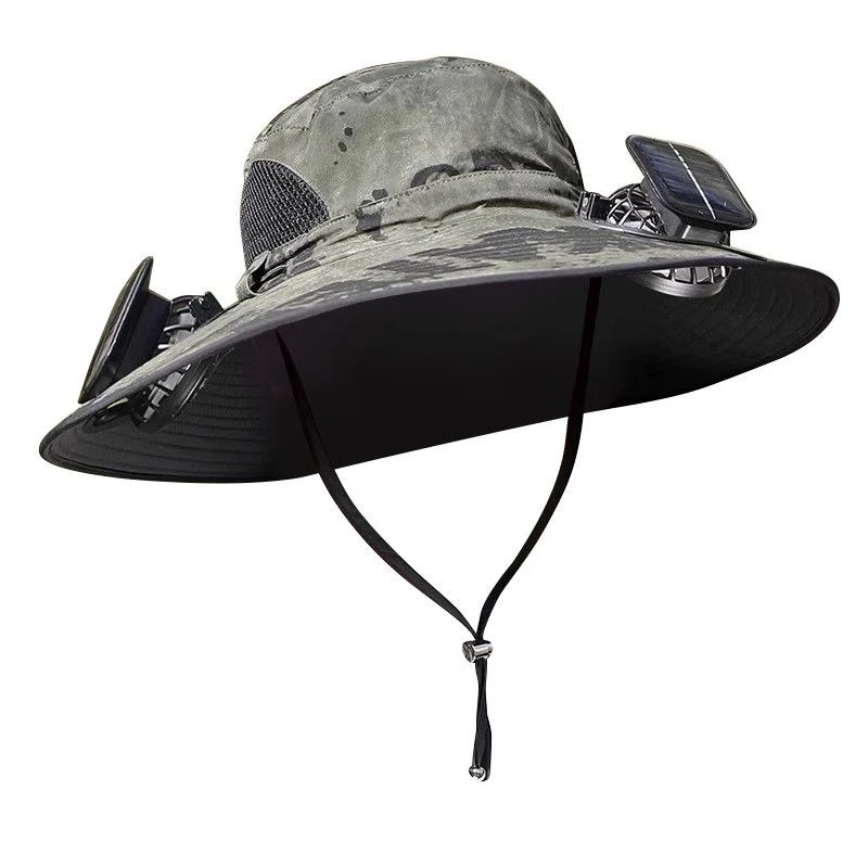 

Solar fan hat men's summer outdoor fishing shading sun protection hat UV protection bucket hat