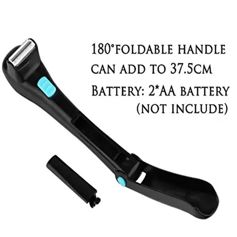 Long-handled Waterproof Foldable Body Trimmer with Back Hair Removal Function - Safe Electric Men's Back Shaving Kit