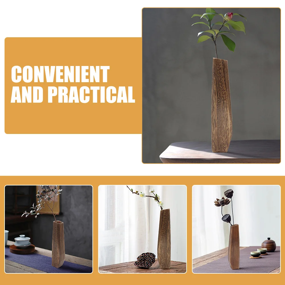 

Wood Flower Vase Small Rustic Modern Flower Arrangement Bottle for Living Room Table Centerpiece Decoration Wood Vase