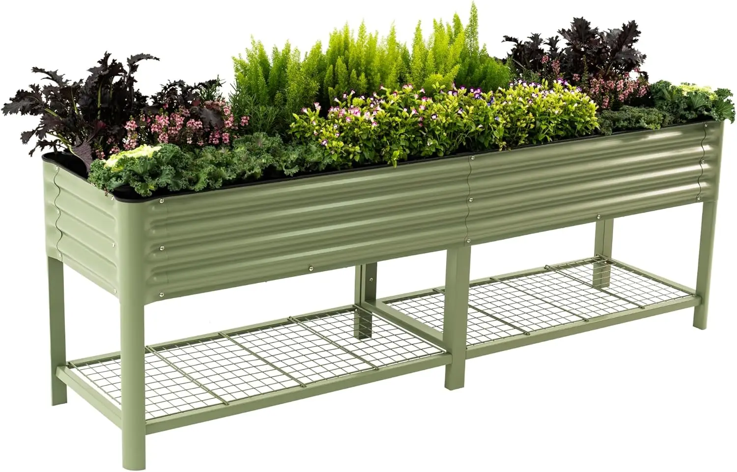 

Elevated Raised Garden Bed-V Series, 2' x 8' Garden Beds with Legs & Storage Rack for Patio Porch, 1400 Lbs Weight Capacity, Out