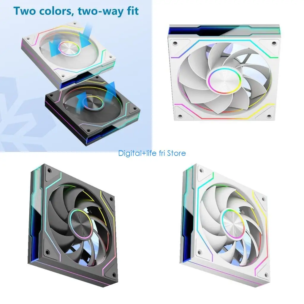 E06D ARGB 120mm 5V 3Pin Case Fan with Infinitys Mirror Light Airflows for PC Cooling and Quiet Performances