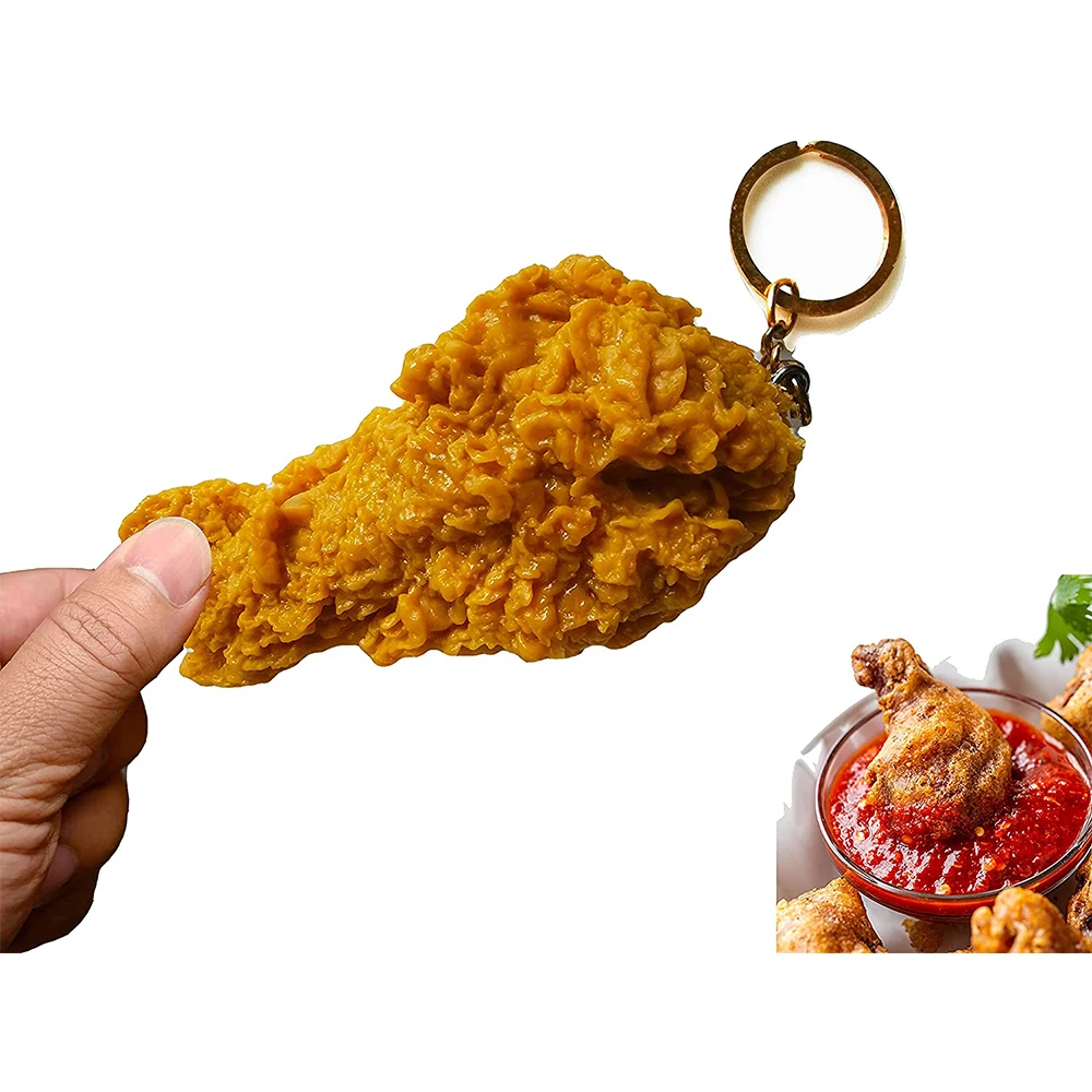 Imitation Food Keychain Chicken Leg Model Chicken Wing Pendant Keyring Toy Gift Car Key Holder Funny Handbag Accessories