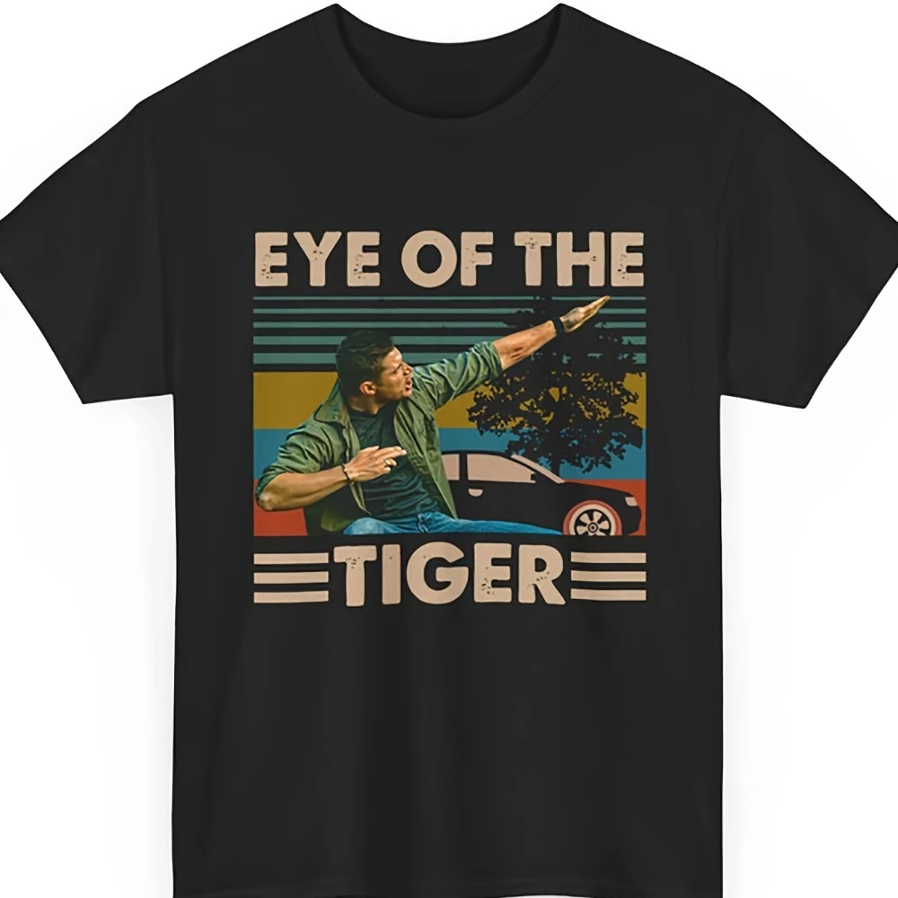 Winchester Black The T Vintage Eye Shirt Men Dean of Tiger T-Shirt Crew Neck Geometric-Pattern Casual Style
