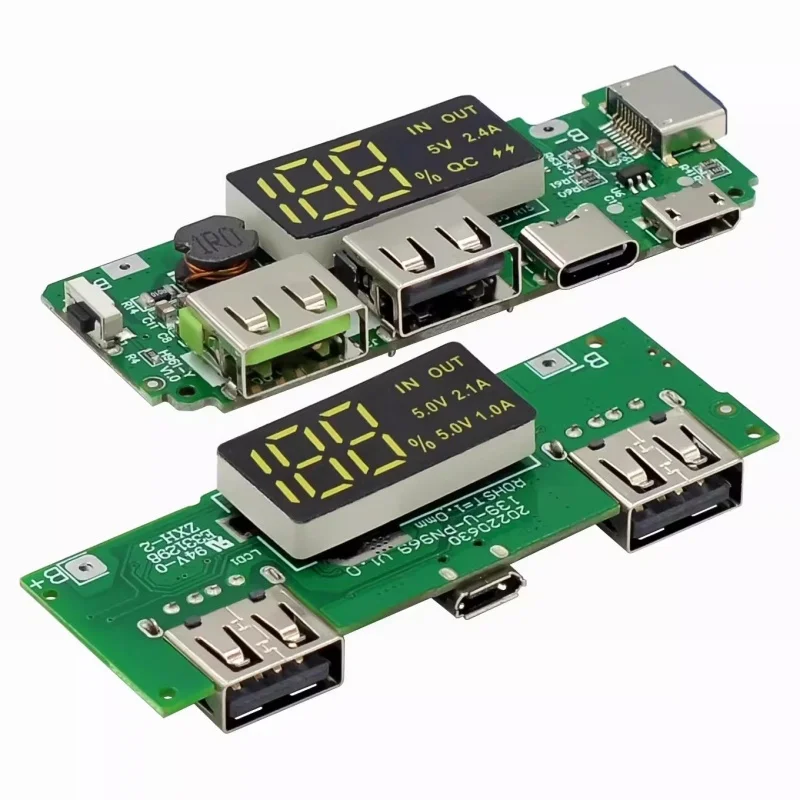 18650 lithium battery digital display charging module 5v2.4a 2A dual USB output band display booster module