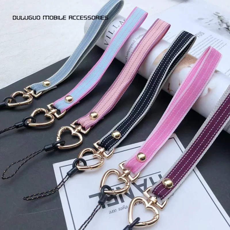 Love Shape Mobile Phone with Keychain USB Working Card Lanyard Hanging Rope Wrist Straps Anti Loss Phone Charm Accessories