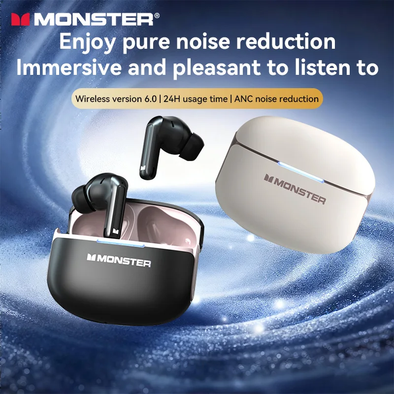 

Monster D02 In-ear Wireless Bluetooth Headphones, Ergonomic Design, ANC Active Noise Cancellation, Dual Mode Selection Earbuds