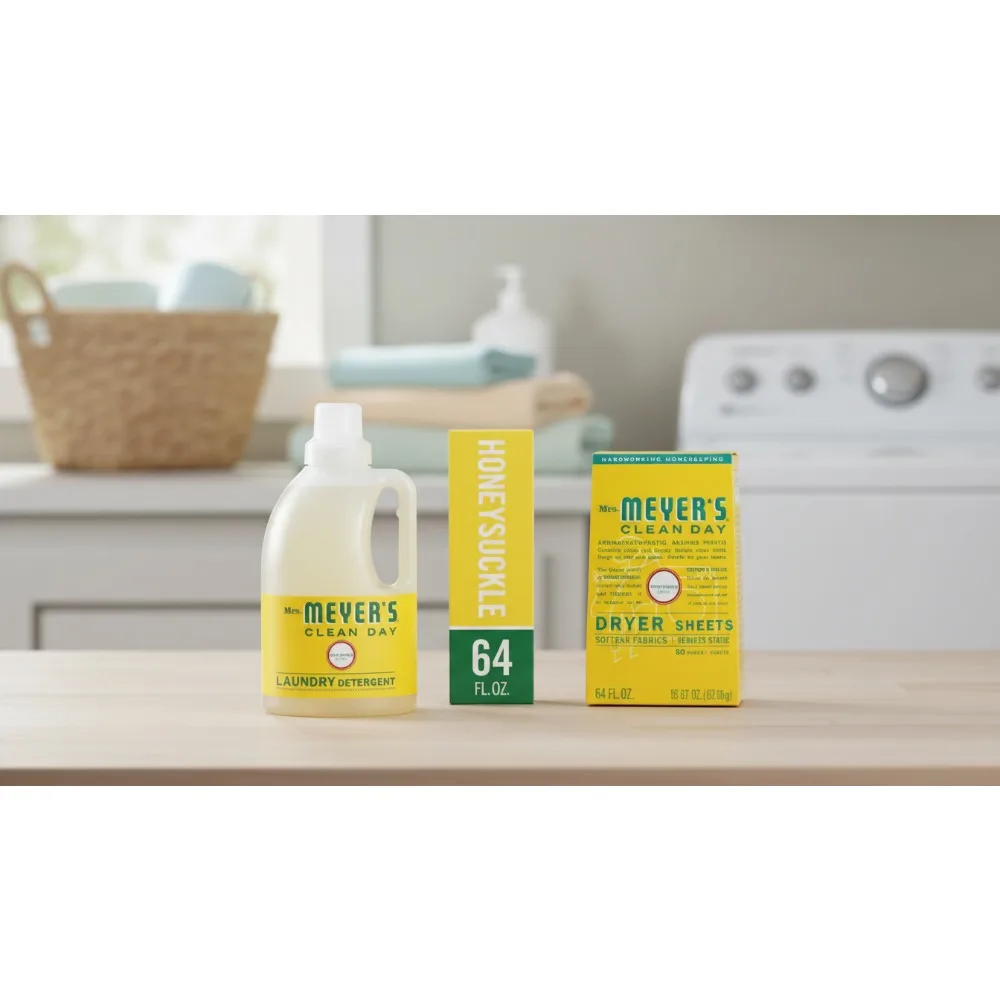 

Natural Honeysuckle Laundry Set: Concentrated Detergent & Softening Dryer Sheets for Gentle Fabric Care