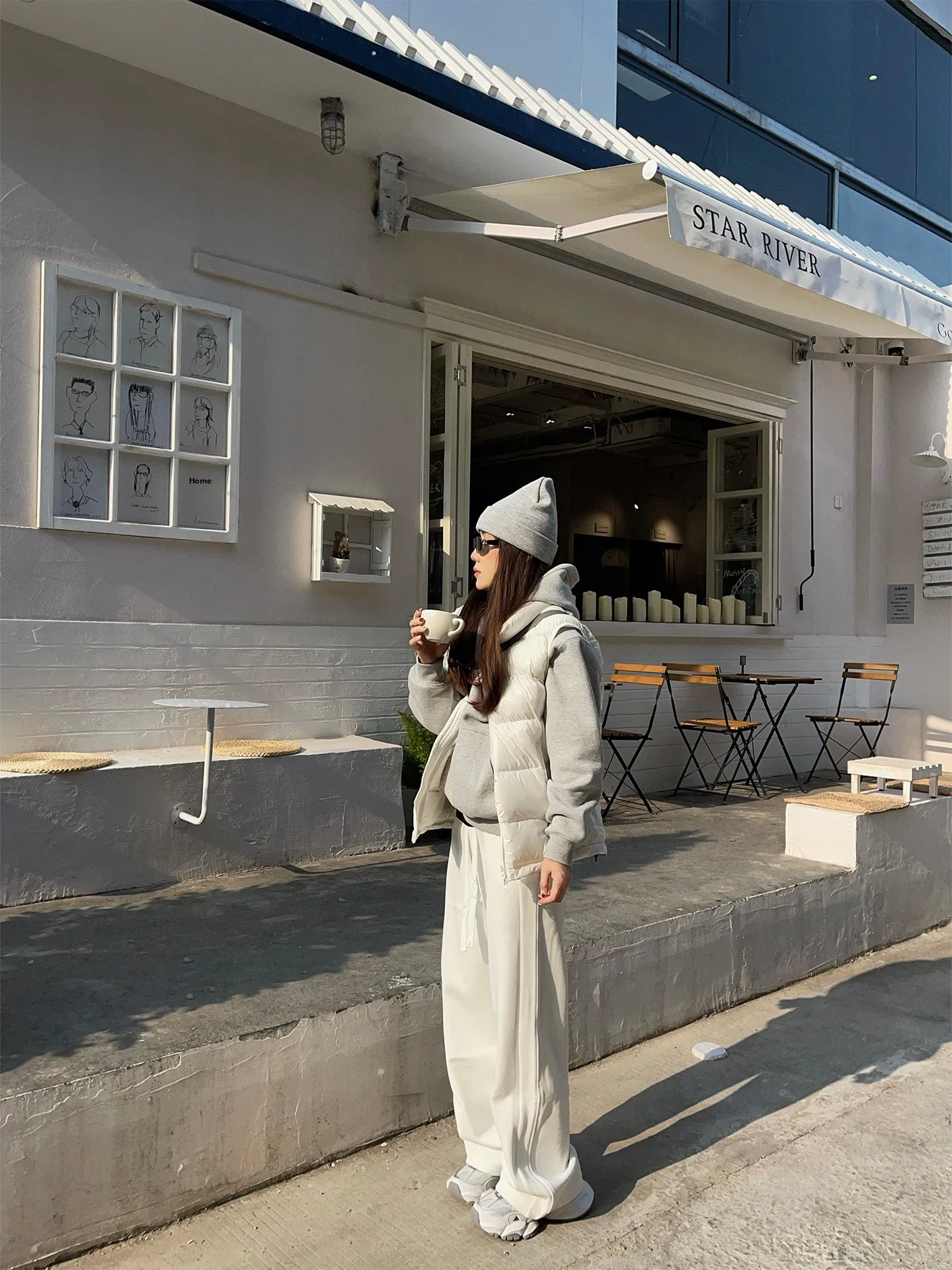 

White Fce Lined Elastic Waist Wide Leg Casual Pants Women Loose Slimming Dstring Straight Dra Floor Length Trousers