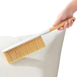 Dust Cleaning Brush Hand Broom Wood Whisk Kitchen Dirt Soft Sofa Bed Bench Dusting Handheld