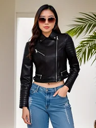 ZIAI New Spring Women Faux Leather Jacket Casual PU Loose Motorcycle Jackets Female Streetwear Oversized Korean Coat YDP-20619