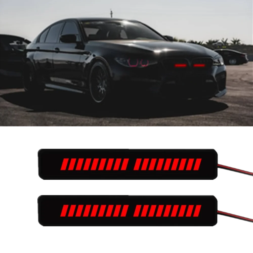 

2x Universal Red LED Illuminated Sticker Lamp Car Front Grille Trim Badge Light Car Decoration Accessories