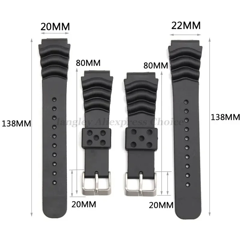 Silicone Watch Band for SEIKO SKX007 009 Diving 007 Abalone Canned Resin 20mm 22mm Watch Strap Ring Clasp Pin Buckle Belt