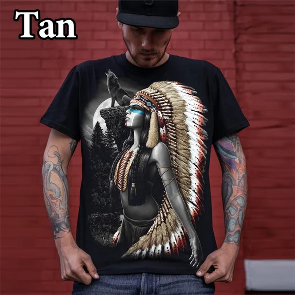 Men/Women Fashion 3d Printing T Shirt Street Casual T-Shirt Indian Ethnic Style Short Sleeve Shirt