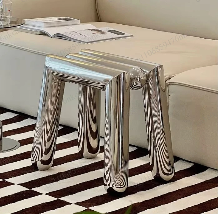 Stainless Steel Shoe Stool, Mobile Living Room Shelf, Tea Table, Hallway Low Stools, Bedroom Makeup Chair, Movable Furniture