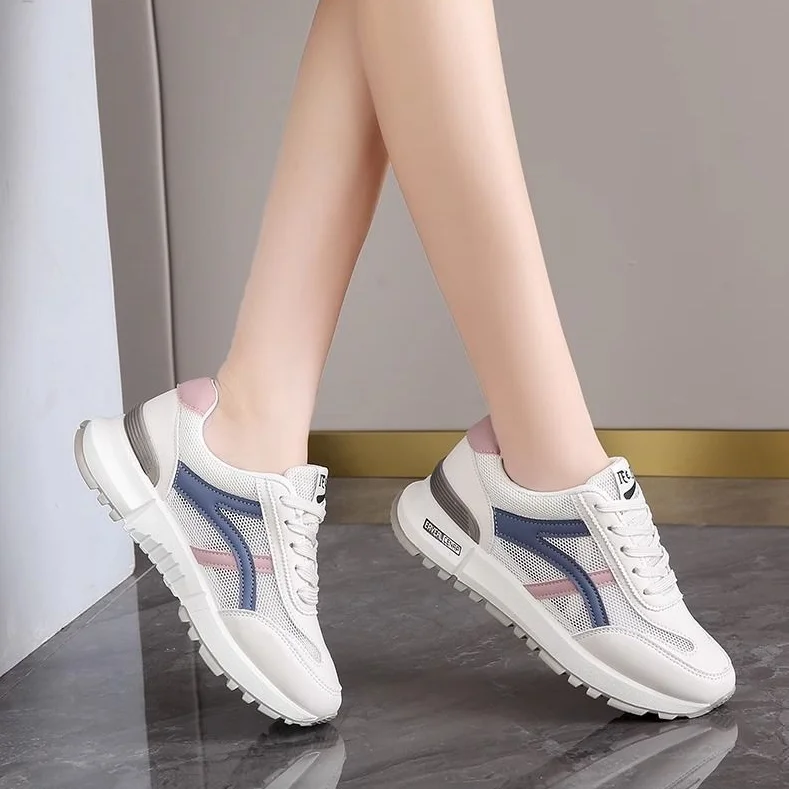 

Spring Lace Up Sports Shoes for Women Autumn Versatile Anti Slip Casual Shoes Women's Mesh Breathable Soft Sole Running Shoe